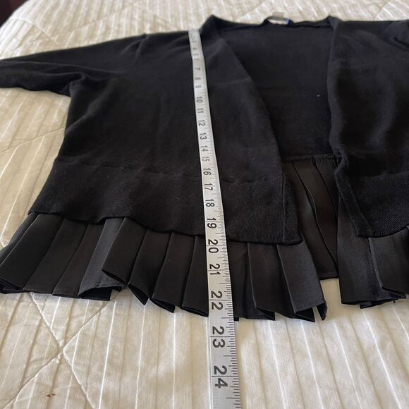 Tommy Hilfiger Women’s Black Pleated Hem Open Front Cardigan Sweater Size L - Picture 7 of 9